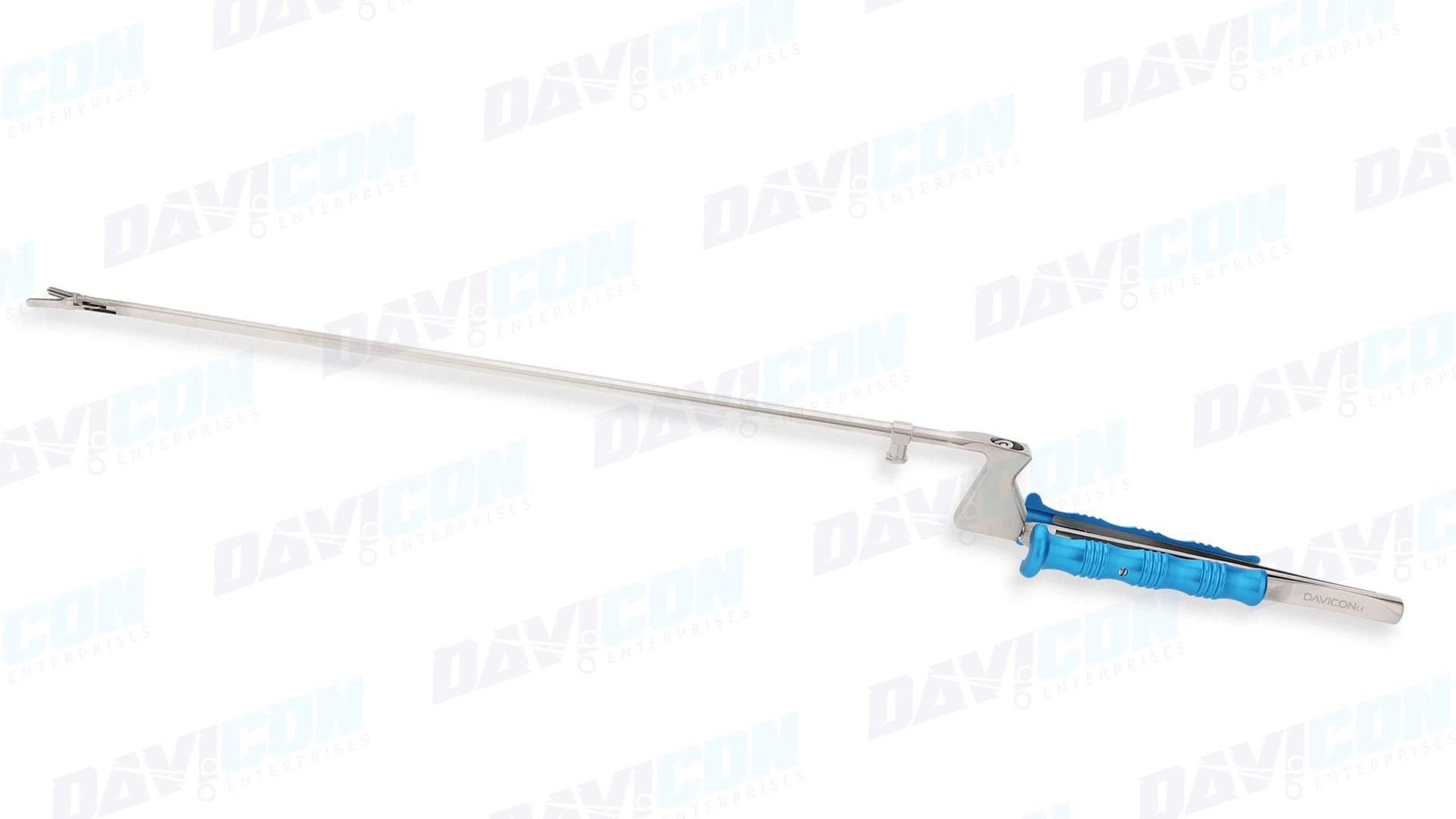 MIS Bayonet DeBakey Forceps - Straight 2.8mm tips, 5mm Bayonet Shaft, 10.25”(26cm) Working Length, Round Squeeze Handle, Stainless Steel, 16.75”(42.5cm)