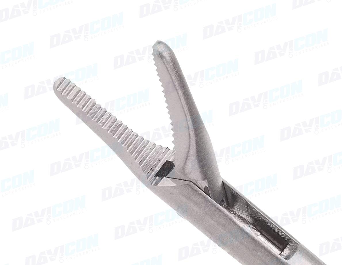MIS CABG Forceps - Straight 1mm Serrated tips, 3mm Shaft, 6.75'' (17cm) Working Length, Round Squeeze Handle, Stainless Steel, 11.75'' (30cm)
