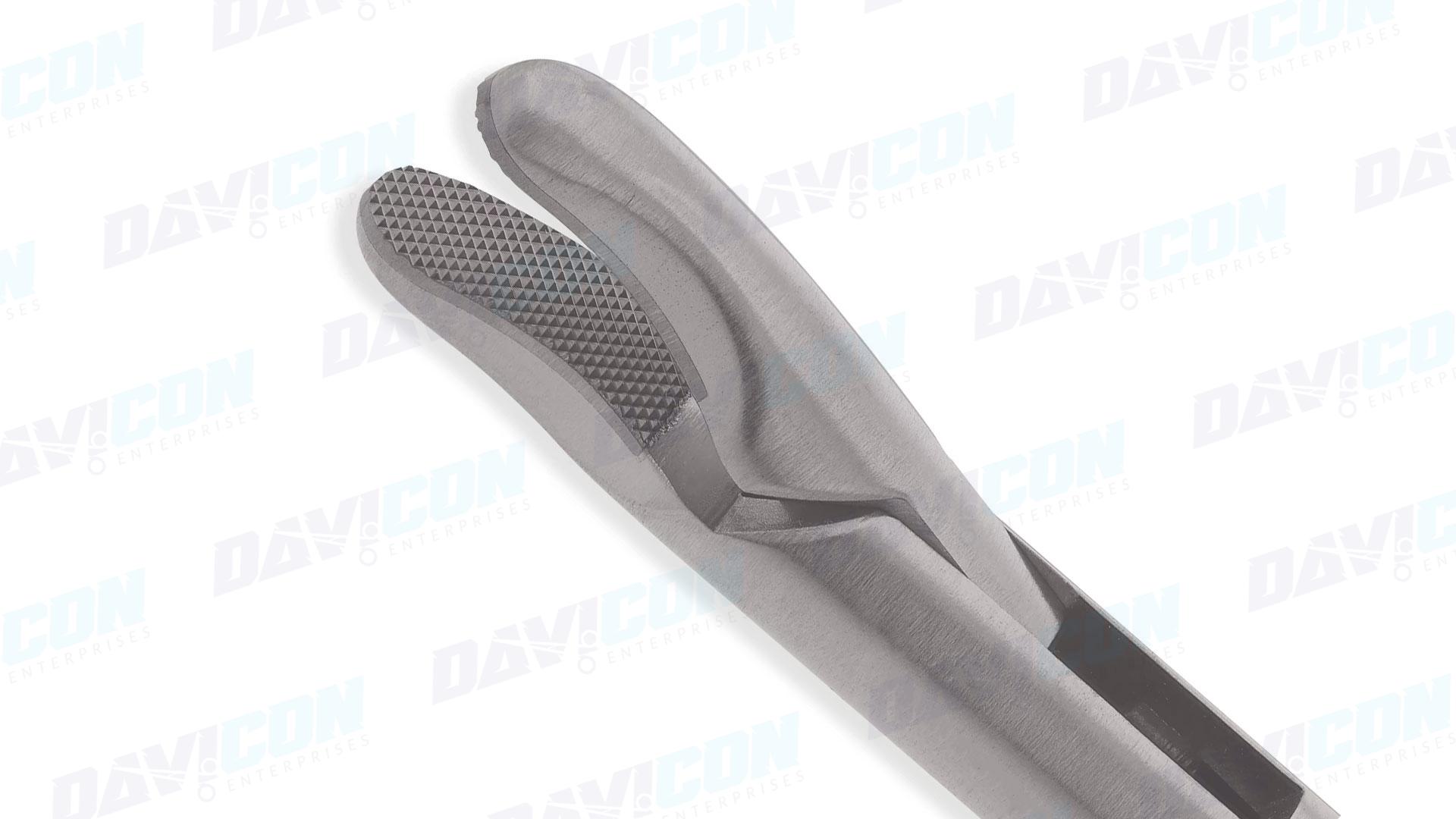 MIS Needle Holder - Curved jaws wTC Inserts, wLock, 5mm Shaft, 8.75'' (22.5cm) Working Length, Round Squeeze Handle, Stainless Steel, 14'' (35.5cm)