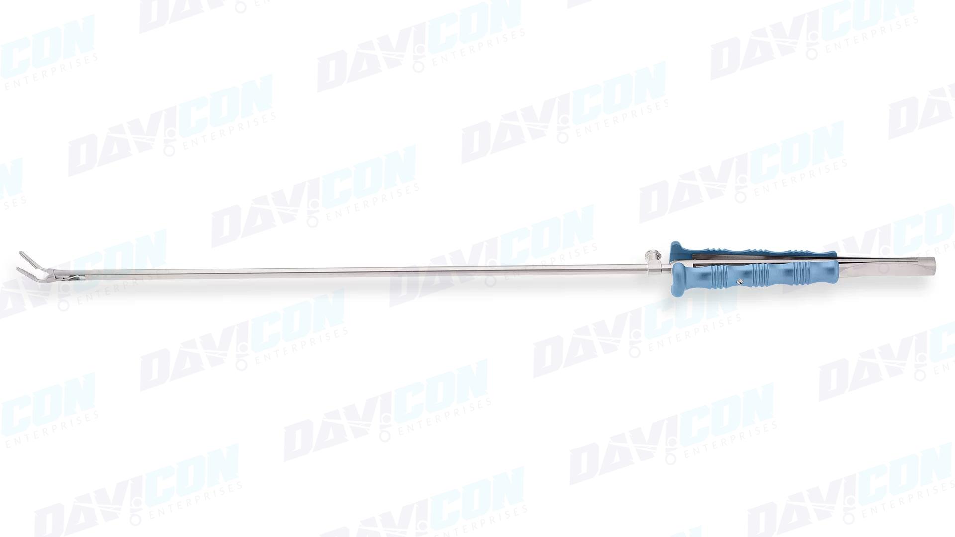 MIS DeBakey Forceps - Angled 1mm tips, 5mm Shaft, 11'' (28cm) Working Length, Round Squeeze Handle, Stainless Steel, 16'' (40.5cm)