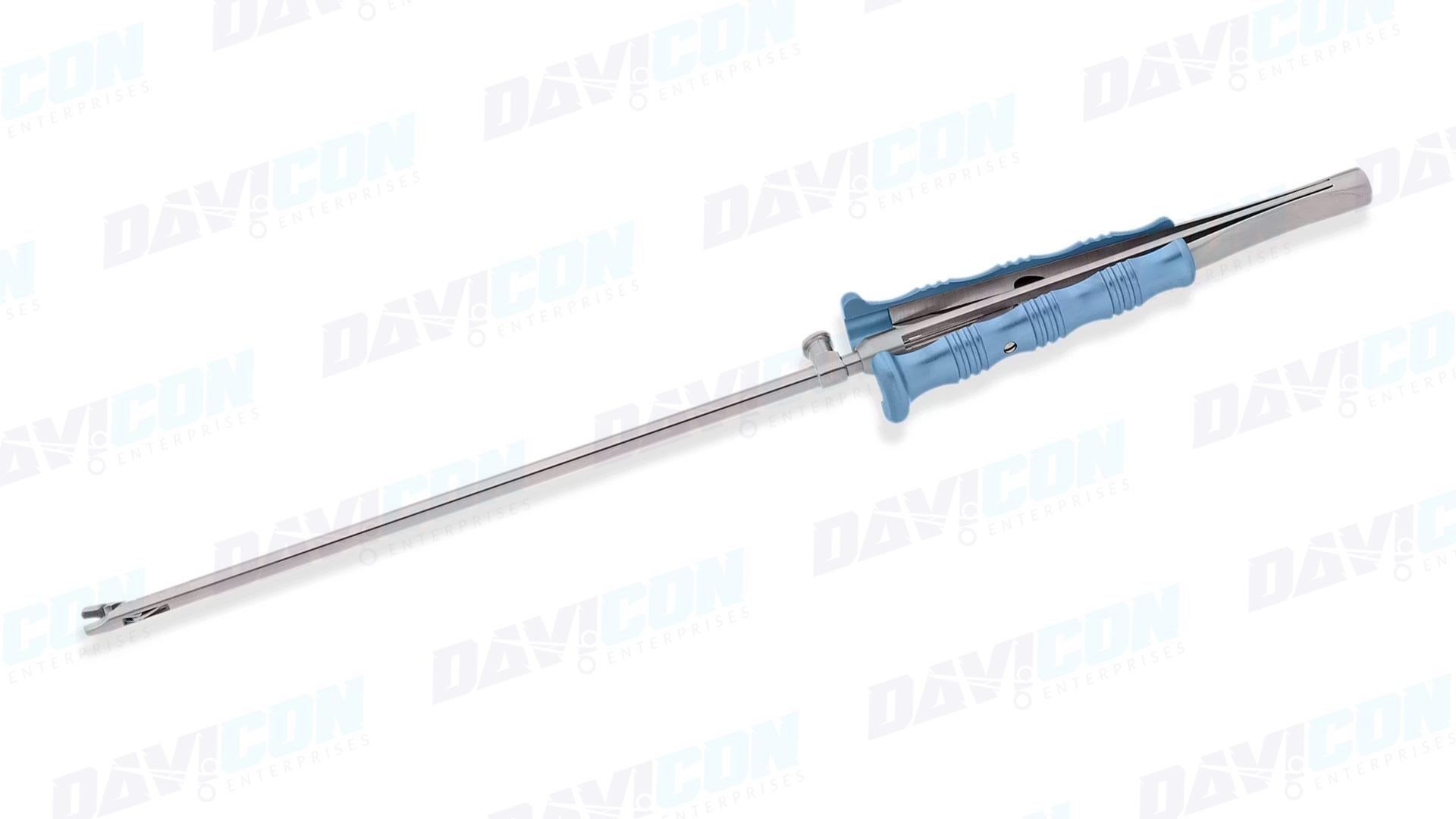 MIS Needle Holder - Short Straight jaws wTC Inserts, wLock, 5mm Shaft, 6.75'' (17cm) Working Length, Round Squeeze Handle, Stainless Steel, 11.75'' (30cm)