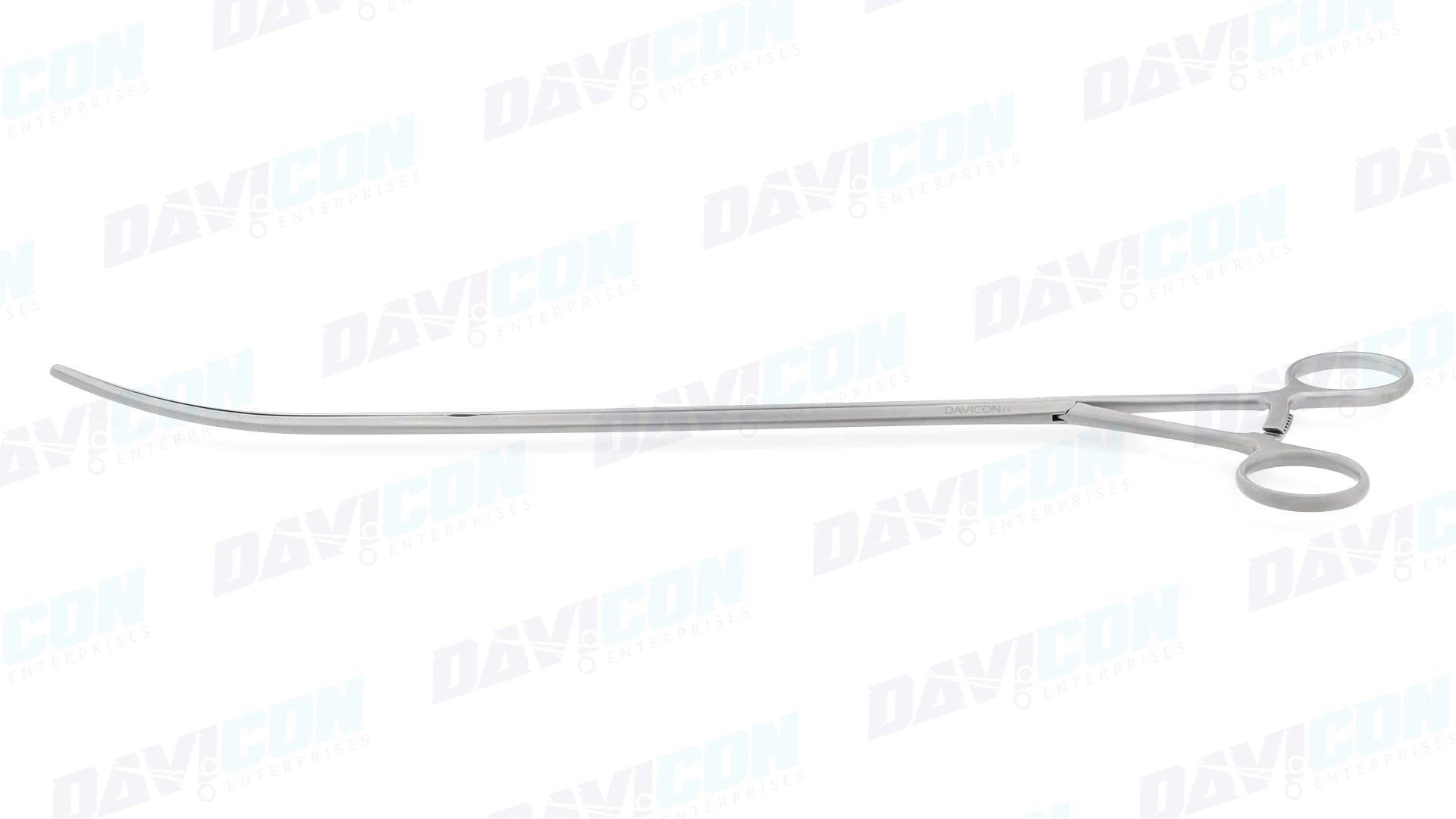 Thoracoscopic DeBakey Clamp - 100mm Curved 1x2 DeBakey Atraumatic jaws, 10mm Shaft, wRatchet, 28.8cm Working Length, Stainless Steel, 14.75'' (37.5cm)