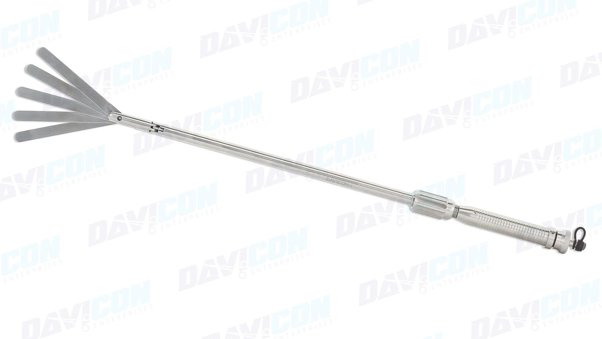 Thoracoscopic Fan Retractor - Straight 10mm Articulating Shaft, 13'' (33cm) Working Length, Stainless Steel, 19.5'' (49.5cm)