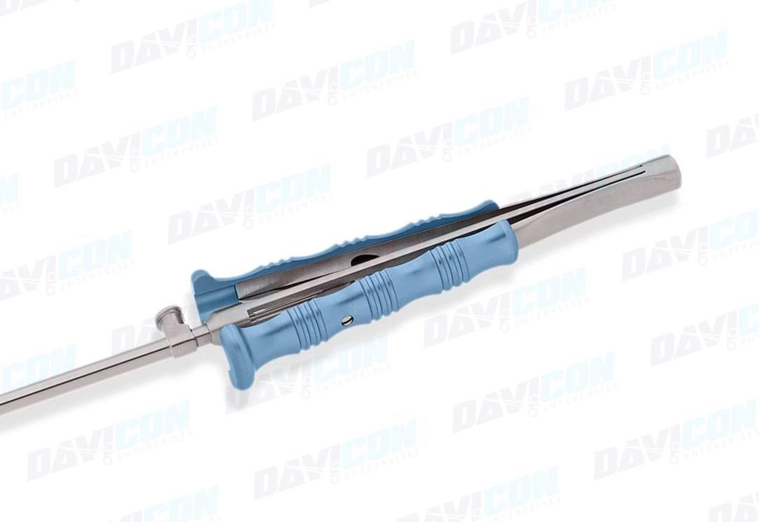 MIS Needle Holder - Short Straight jaws wTC Inserts, wLock, 5mm Shaft, 6.75'' (17cm) Working Length, Round Squeeze Handle, Stainless Steel, 11.75'' (30cm)