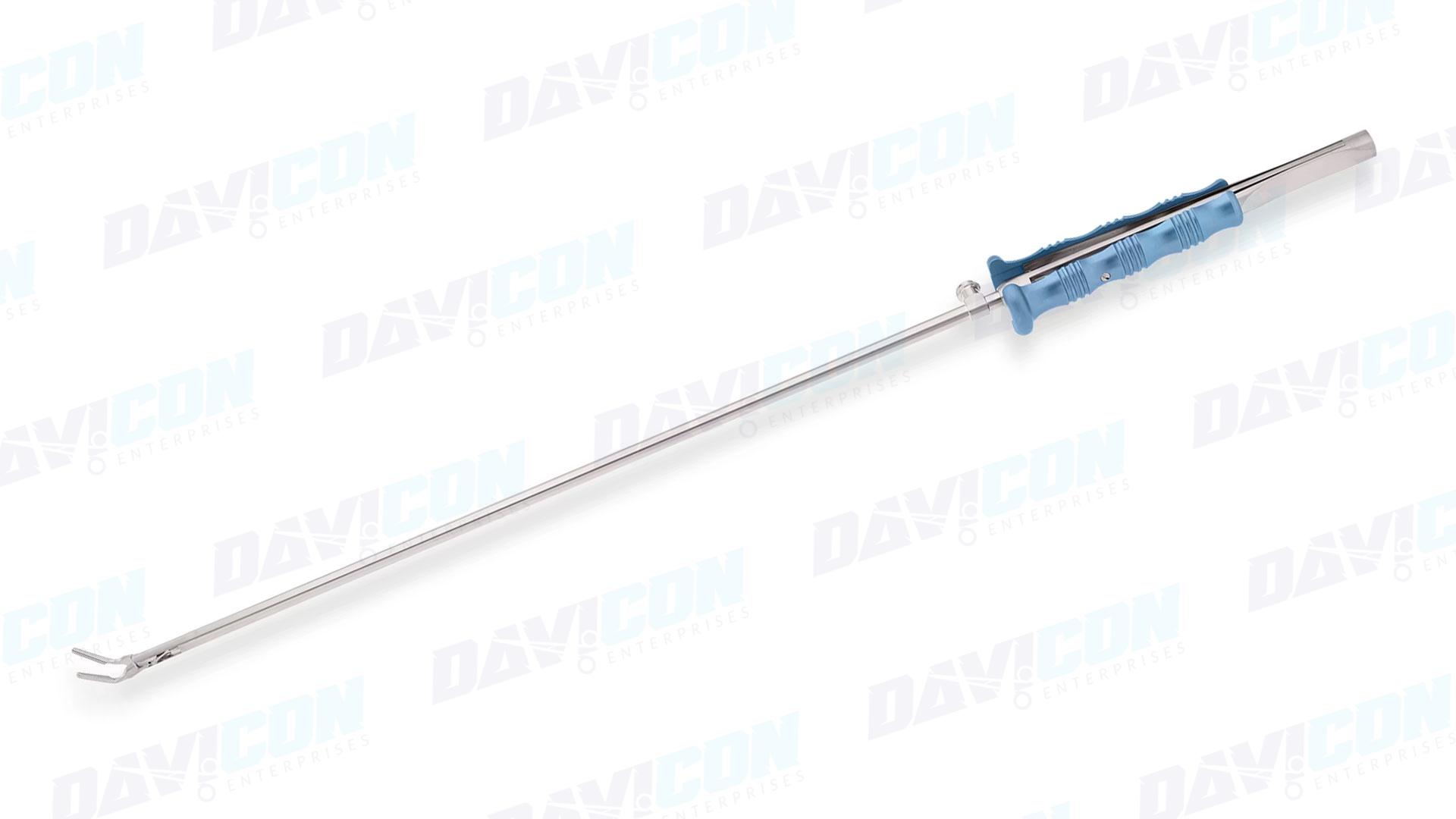 MIS DeBakey Forceps - Angled 1mm tips, 5mm Shaft, 11'' (28cm) Working Length, Round Squeeze Handle, Stainless Steel, 16'' (40.5cm)