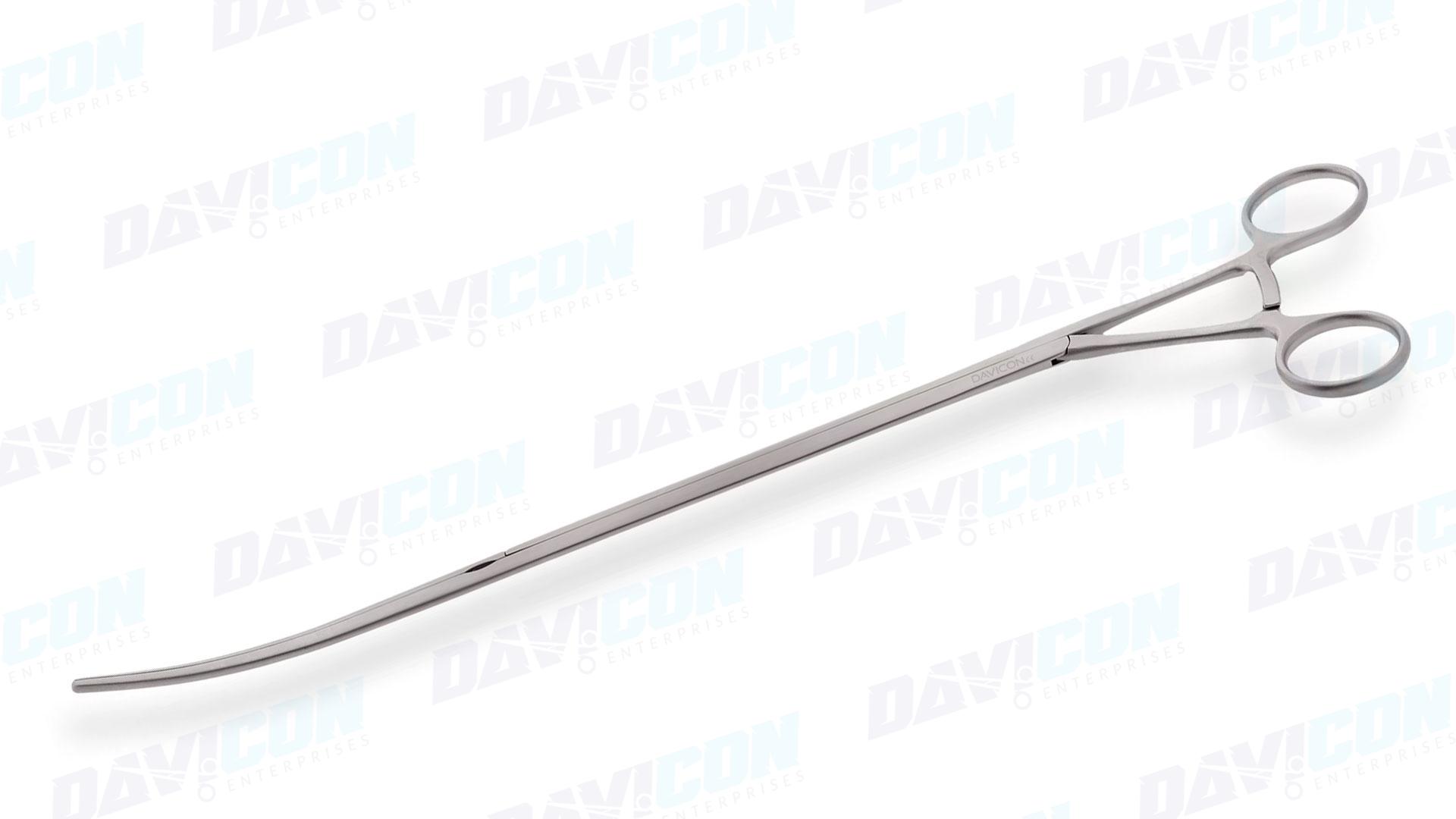 Thoracoscopic DeBakey Clamp - 105 mm Curved 2x3 DeBakey Atraumatic jaws, 10mm Shaft, wRatchet, 28.5cm Working Length, Stainless Steel, 15'' (38cm)
