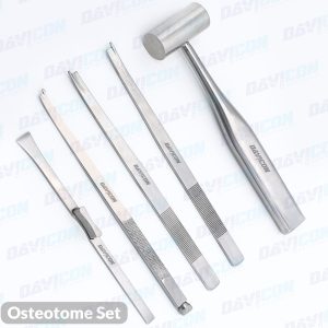 Medical Grade Plastic Surgery Osteotomes Set Straight Curved Bone Chisels Kit for Reconstructive Surgery | Rhinoplasty Kit