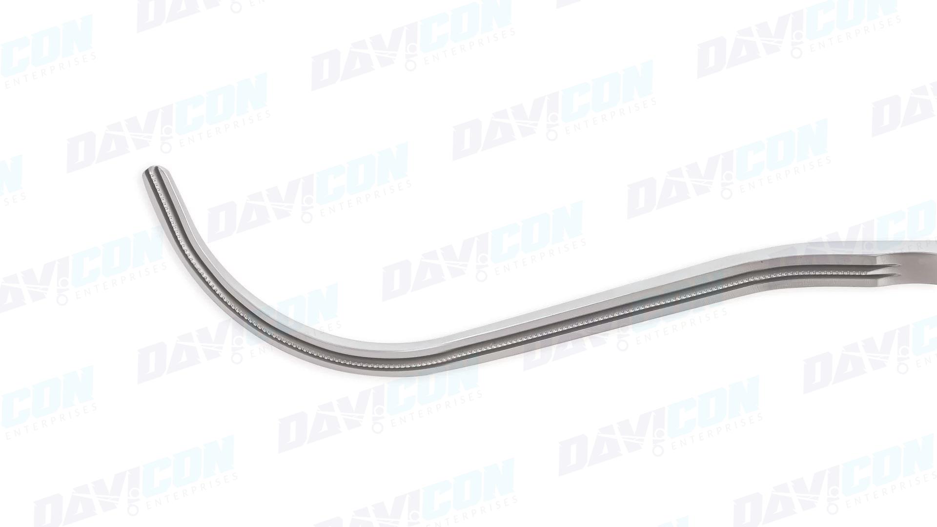 VATS Harken #1 Clamp - 95mm Curved 1x2 DeBakey, Atraumatic jaws, 5mm-7mm Tapered Shaft, 10'' (25cm) Working Length, WLock, 14'' (35.5cm)