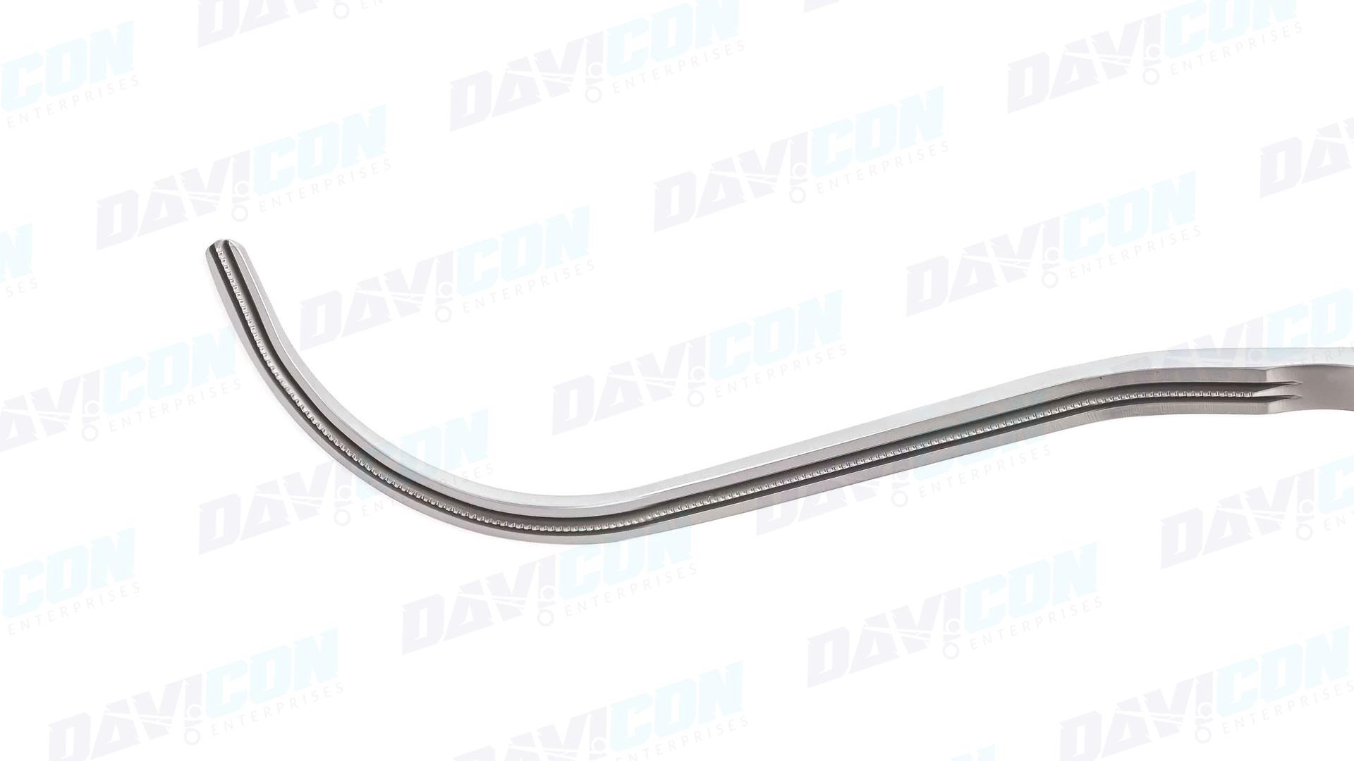 VATS Harken #1 Clamp - Curved 1x2 DeBakey Atraumatic jaws, 10mm Shaft, 28cm Working Length, wRatchet, Stainless Steel, 14.5'' (37cm)