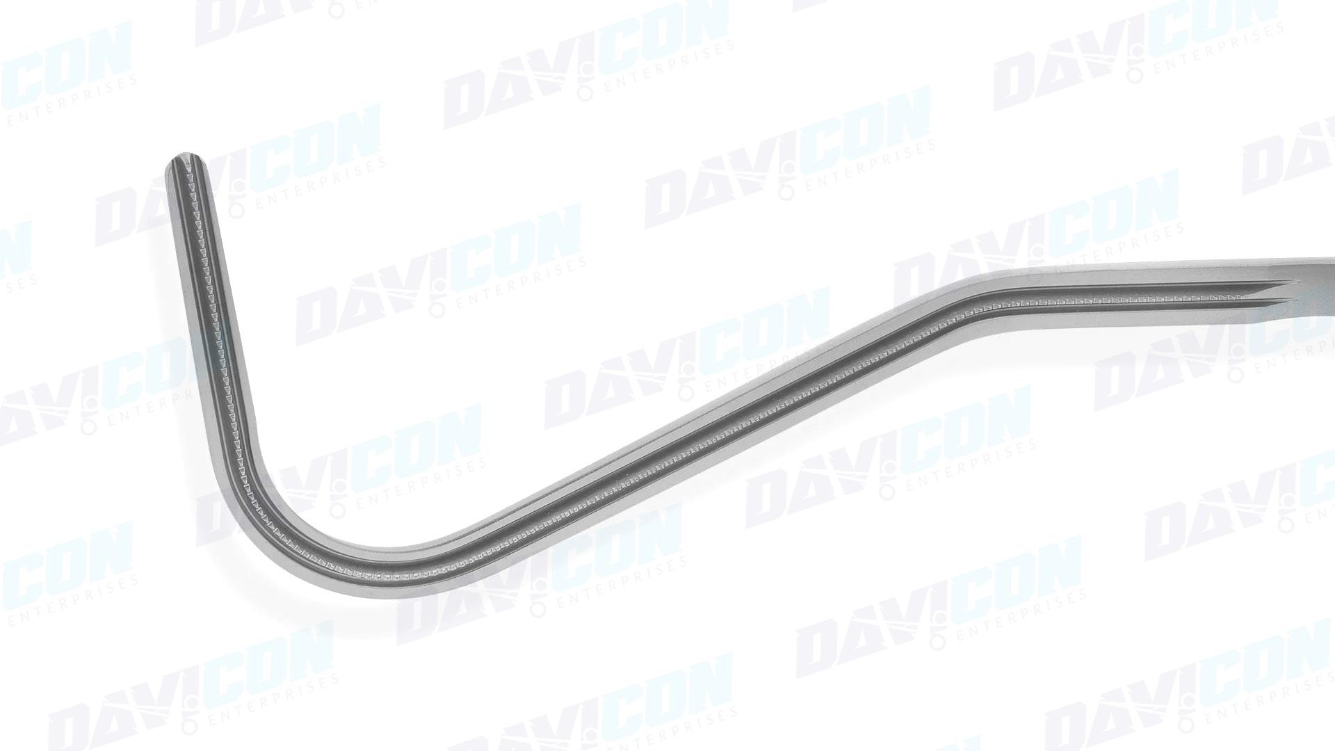VATS Harken #2 Clamp - 95mm Fully Curved 1x2 DeBakey Atraumatic jaws, 10mm Shaft, 25cm Working Length, Stainless Steel, 14'' (35.5cm)