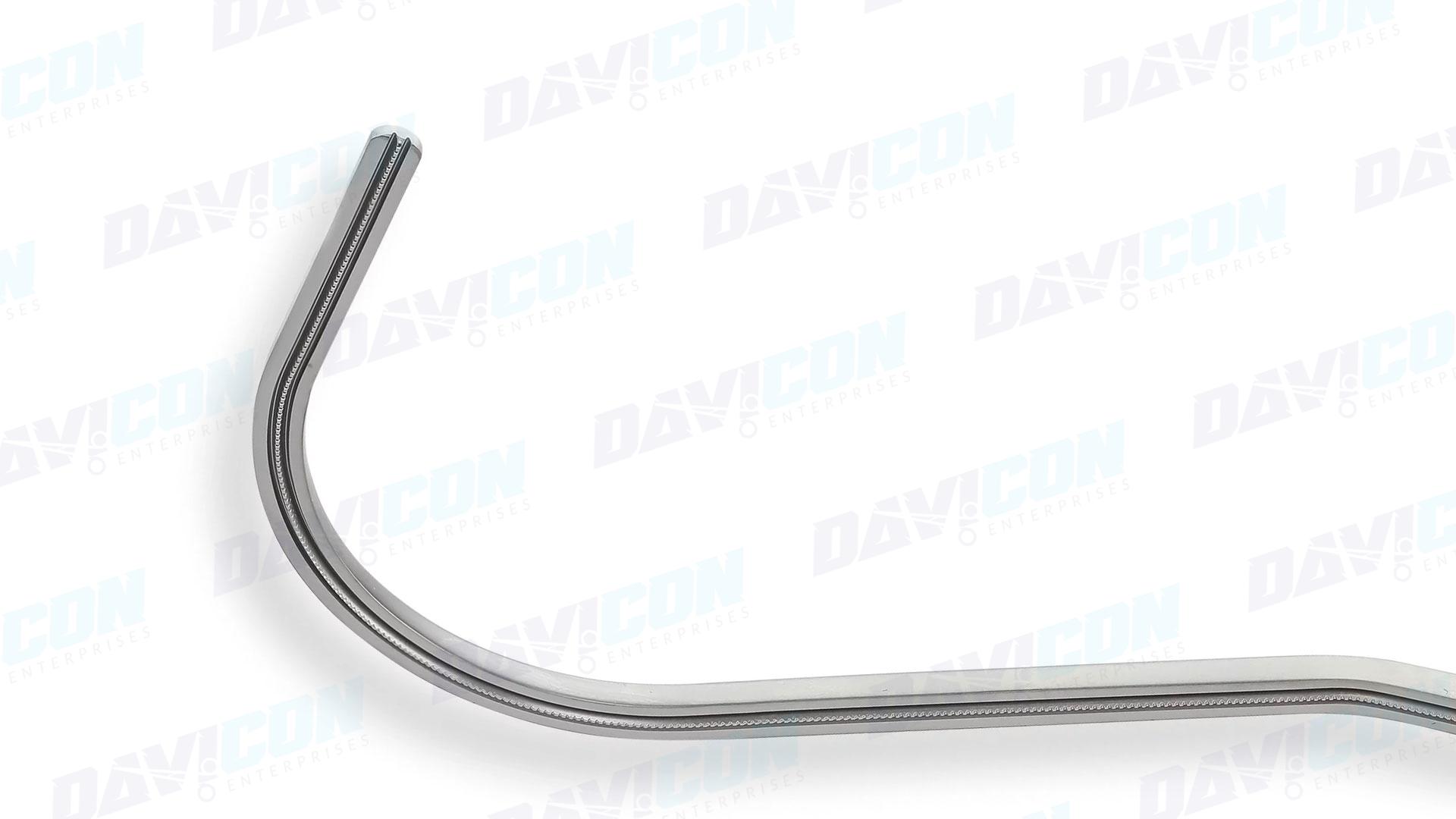 VATS Semb Clamp - 140mm Fully Curved 1x2 DeBakey Atraumatic jaws, 10mm Shaft, 31cm Working Length, wRatchet, Stainless Steel, 15.5'' (39.5cm)