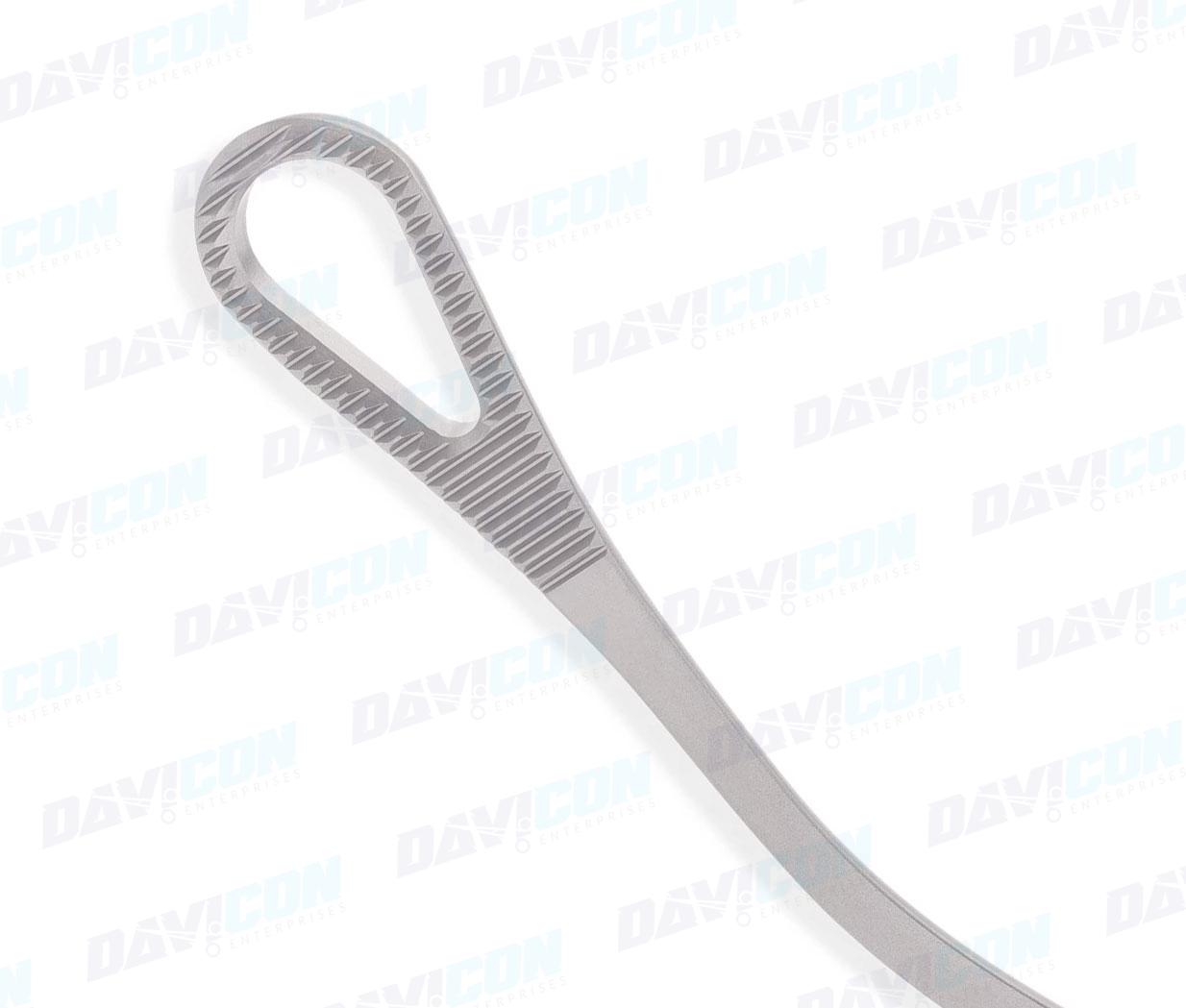 VATS Foerster Forceps - Curved Left 12.5mm Oval Serrated jaws, 5mm Shaft, wRatchet, 9.5'' (24cm) Working Length, Stainless Steel, 13.5'' (34cm)