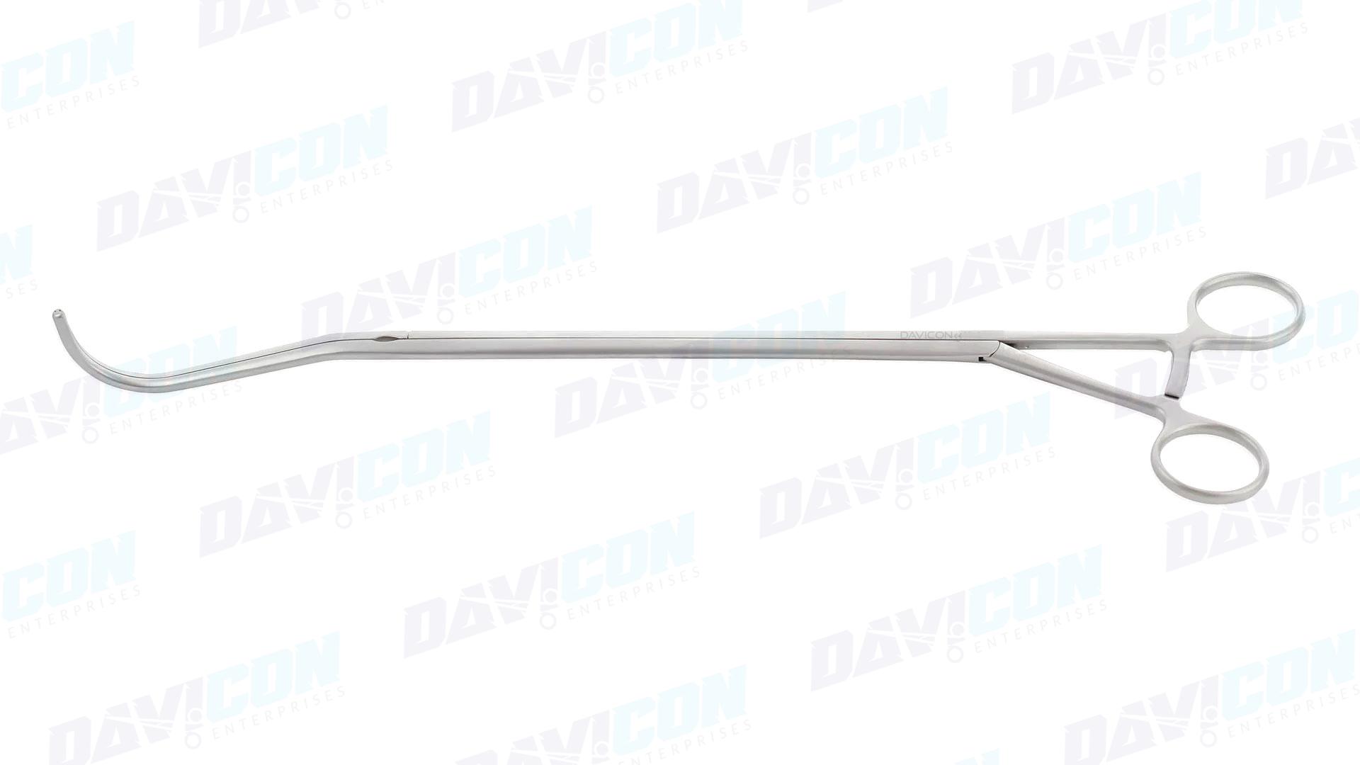 VATS Harken #1 Clamp - Curved 1x2 DeBakey Atraumatic jaws, 10mm Shaft, 28cm Working Length, wRatchet, Stainless Steel, 14.5'' (37cm)