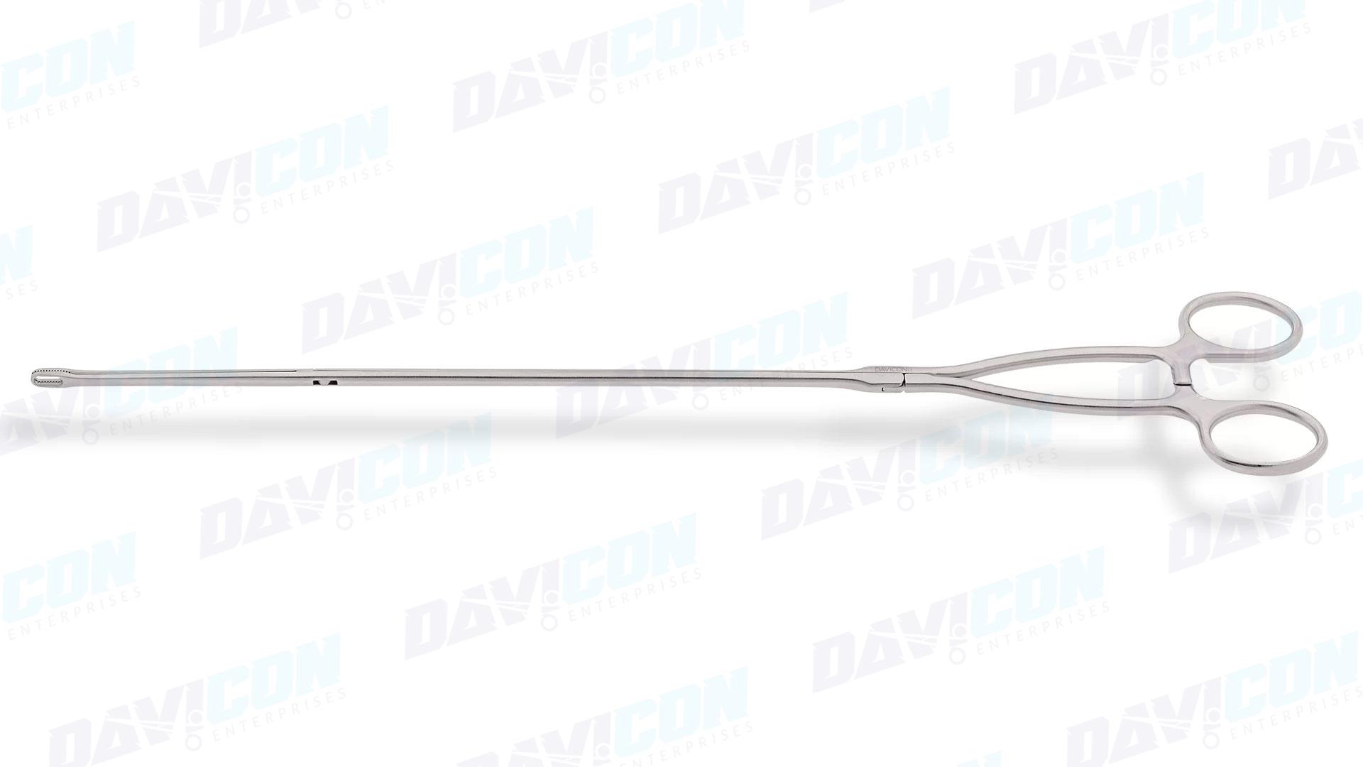 VATS Node Grasping Forceps - Straight 11mm Oblong Serrated jaws, 5mm Shaft, wRatchet, 9'' (23cm) Working Length, Stainless Steel, 14.25'' (36cm)