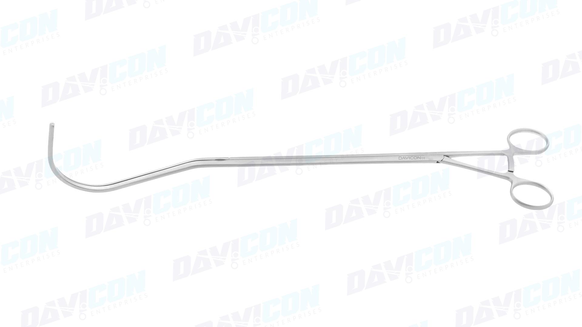 VATS Semb Clamp - 140mm Fully Curved 1x2 DeBakey Atraumatic jaws, 10mm Shaft, 31cm Working Length, wRatchet, Stainless Steel, 15.5'' (39.5cm)