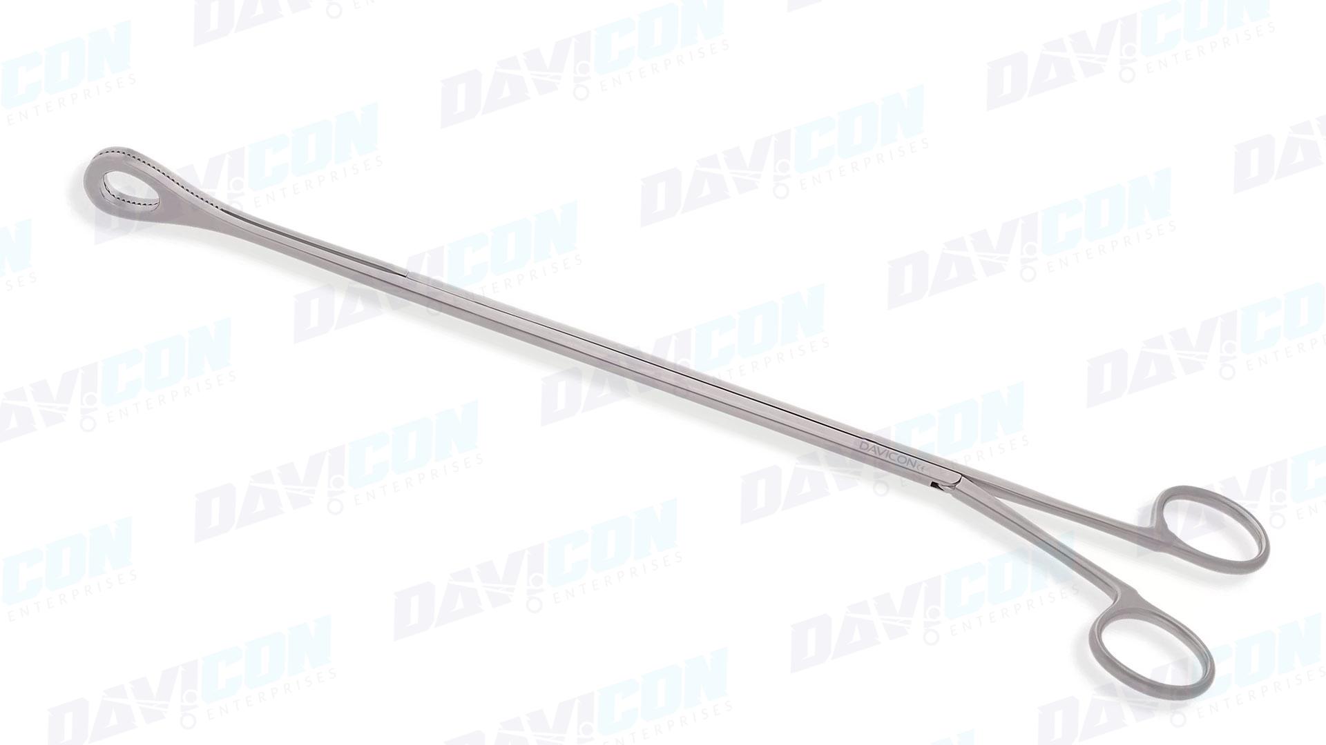 VATS Foerster Forceps - Straight 20mm Oval Serrated jaws, 10mm Shaft, 9.5'' (24cm) Working Length, Stainless Steel, 13.5'' (34cm)