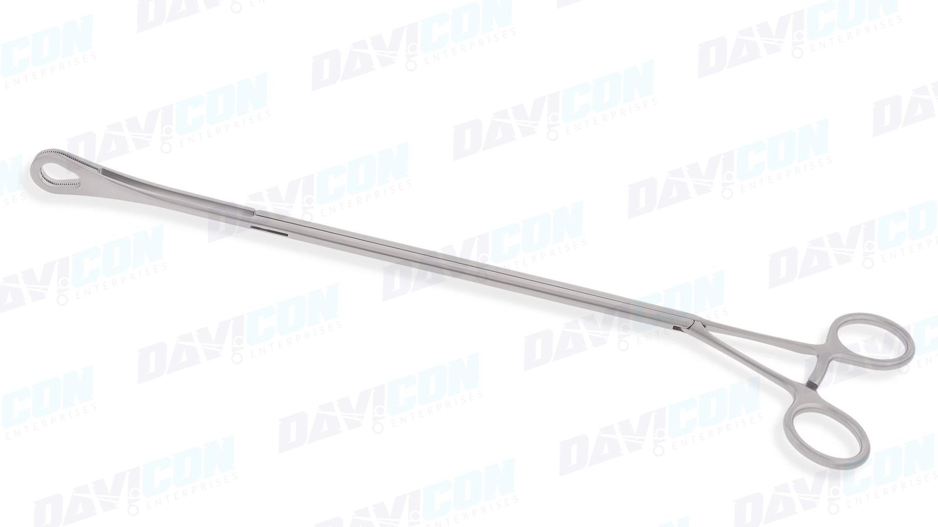 VATS Foerster Forceps - Straight 20mm Oval Serrated jaws, 10mm Shaft, wRatchet, 9.5'' (24cm) Working Length, Stainless Steel, 13.5'' (34cm)