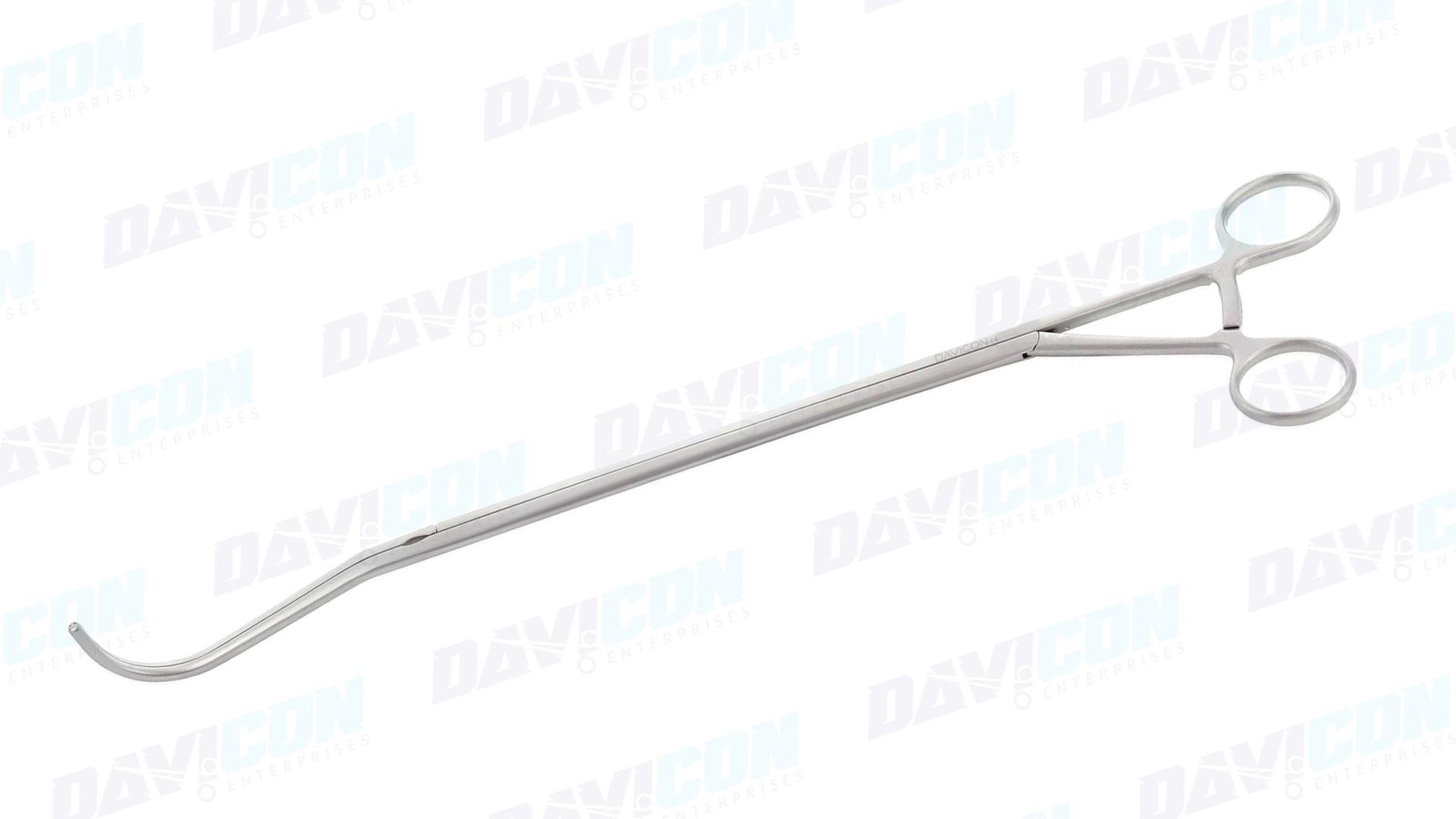 VATS Harken #1 Clamp - Curved 1x2 DeBakey Atraumatic jaws, 10mm Shaft, 28cm Working Length, wRatchet, Stainless Steel, 14.5'' (37cm)