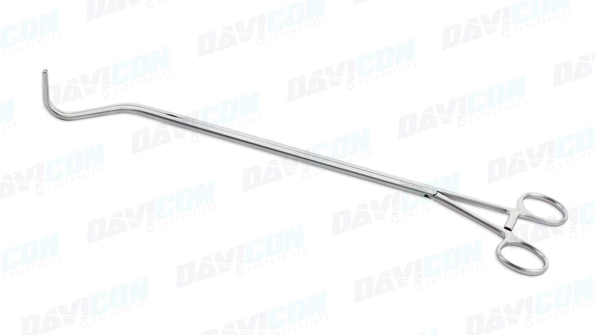 VATS Harken #2 Clamp - 95mm Fully Curved 1x2 DeBakey Atraumatic jaws, 10mm Shaft, 25cm Working Length, wRatchet, Stainless Steel, 14'' (35.5cm)