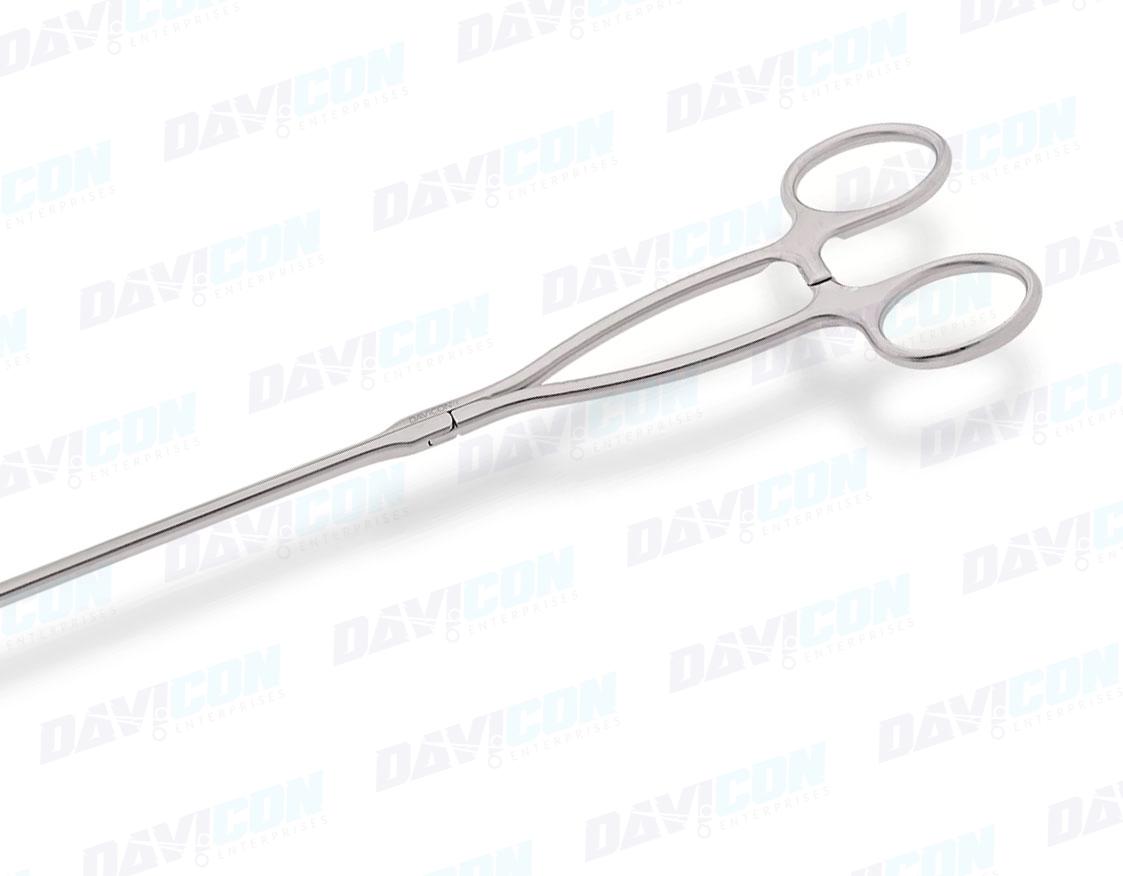 VATS Node Grasping Forceps - Straight 11mm Oblong Serrated jaws, 5mm Shaft, wRatchet, 9'' (23cm) Working Length, Stainless Steel, 14.25'' (36cm)